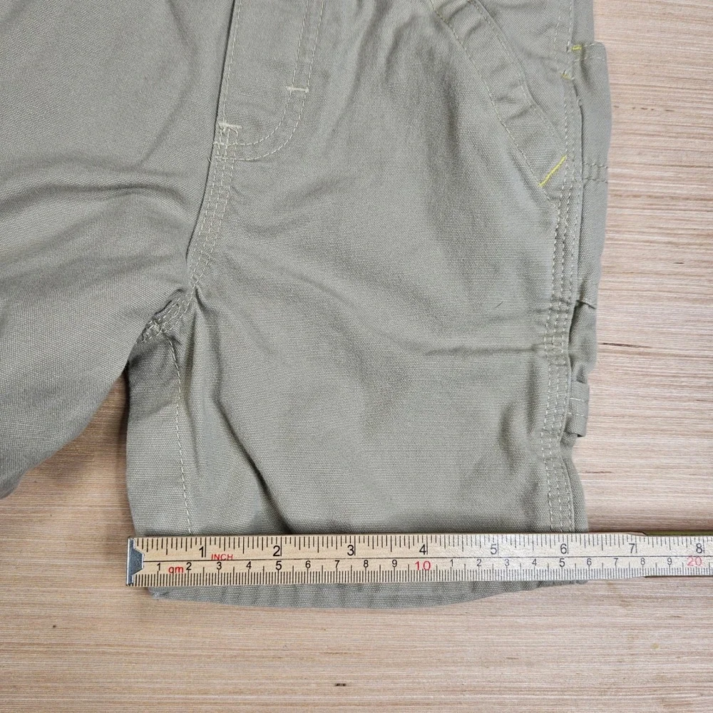OshKosh B'gosh Vestbak Canvas Shortalls Overalls Kids 18 Khaki Vintage Style
